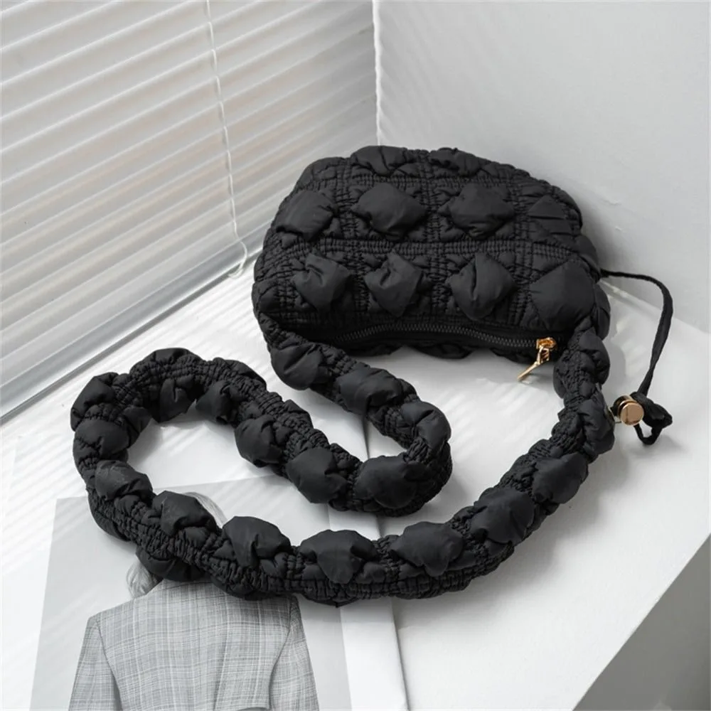 

Elegant Cloud Quilted Shoulder Bag Bubbles Pleated Shopping Bag Solid Color Handbags Women Girls