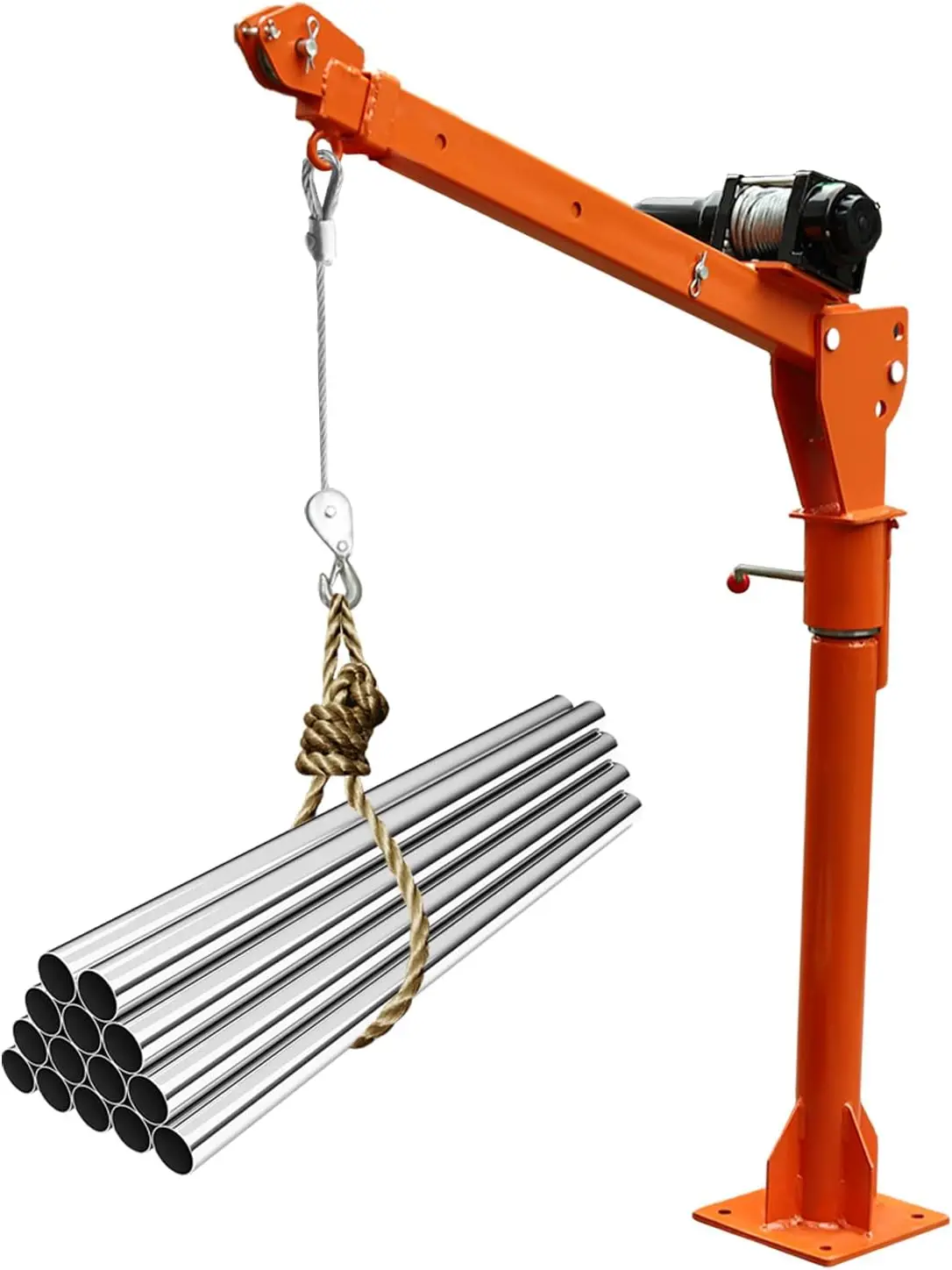 1100Lbs Truck-Mounted Crane Hoist, Truck Crane With 12V Electric Winch & 360 ° Rotate Base, Q235 Steel Pickup Truck Jib Cranes