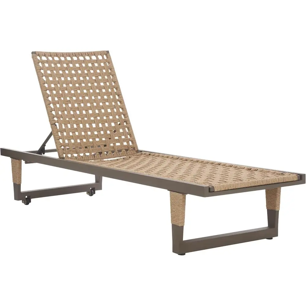 

Arthur Grey and Heather Tan Woven Rope Chaise Lounge, Adjustable Recline for Outdoor Patio and Poolside Comfort (PAT7760A)