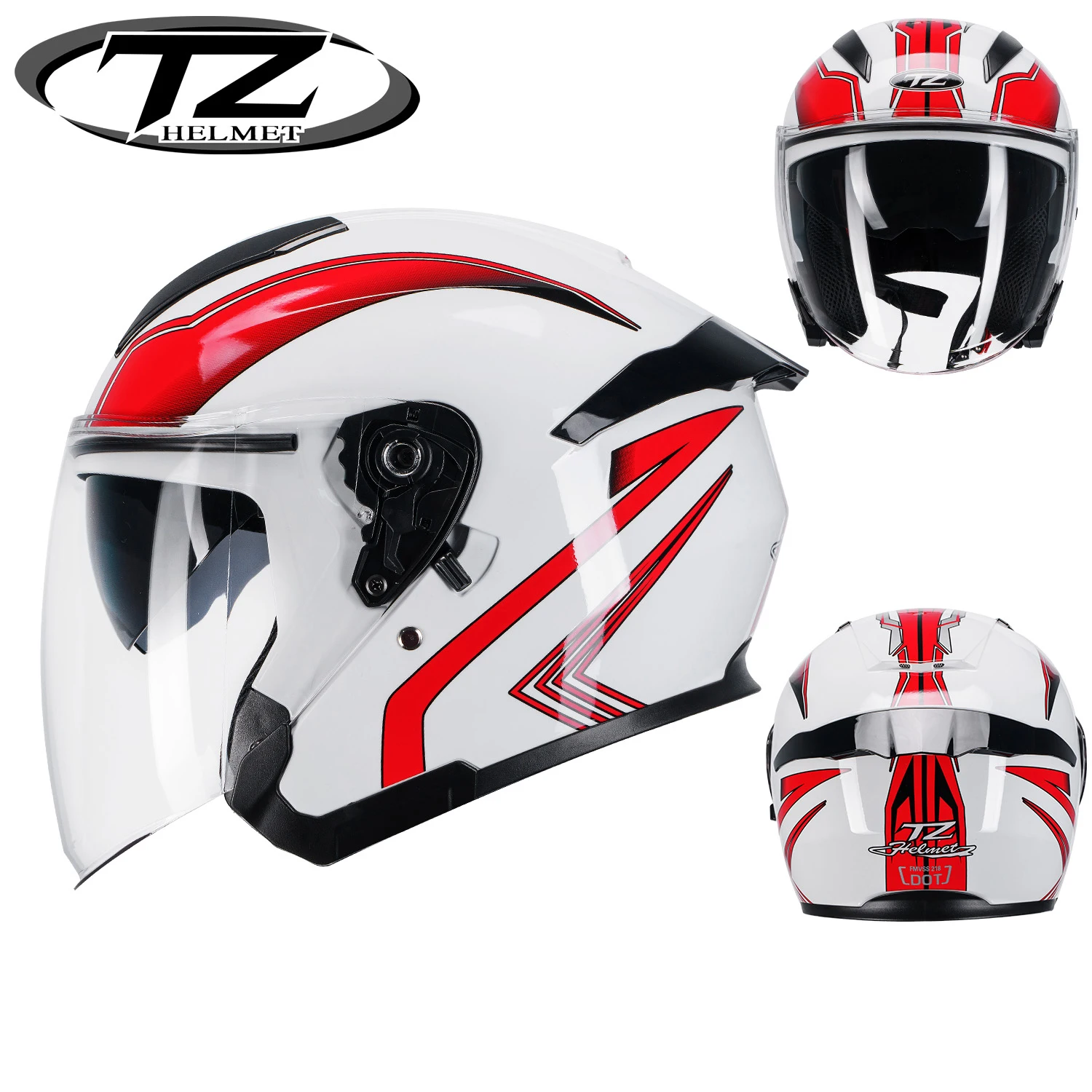 

New DOT Approved Double Visors Motorcycle Helmet Racing Safety Protective Riding 3/4 Bike Professional Casco