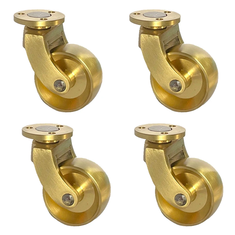 

4PCS 1.38inches Large Brass Wheels Universal Furniture Casters Table Chair Sofa Couch Feet Castors Flexible Rotation Rollers