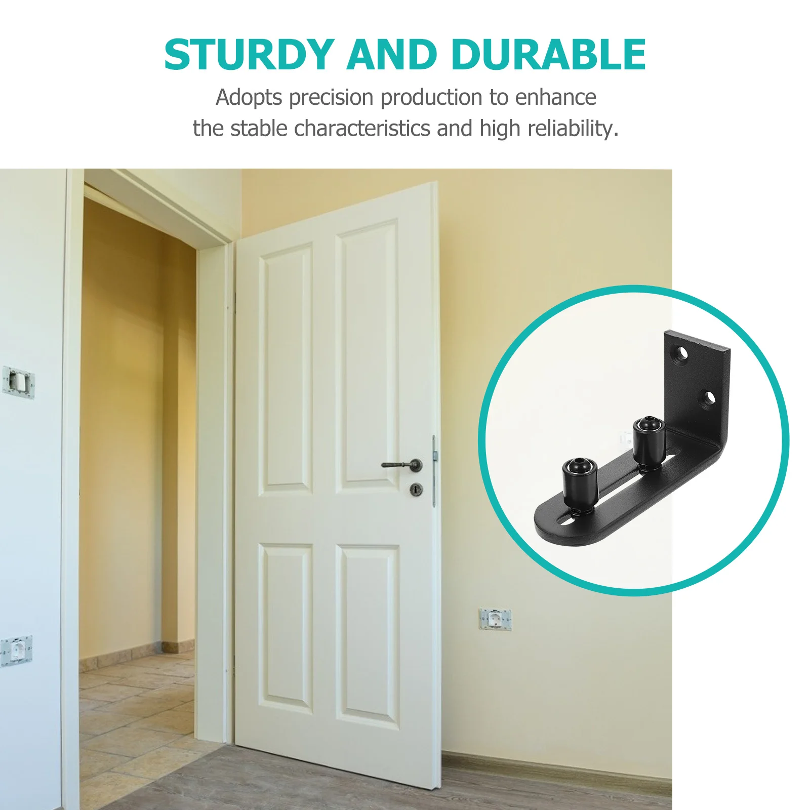 2 قطعة دليل أرضية باب الحظيرة القابل للتعديل، أسطوانة تثبيت على الحائط، توقف التأرجح للأبواب المنزلقة، دليل الباب المعدني من الفولاذ الكربوني، #2