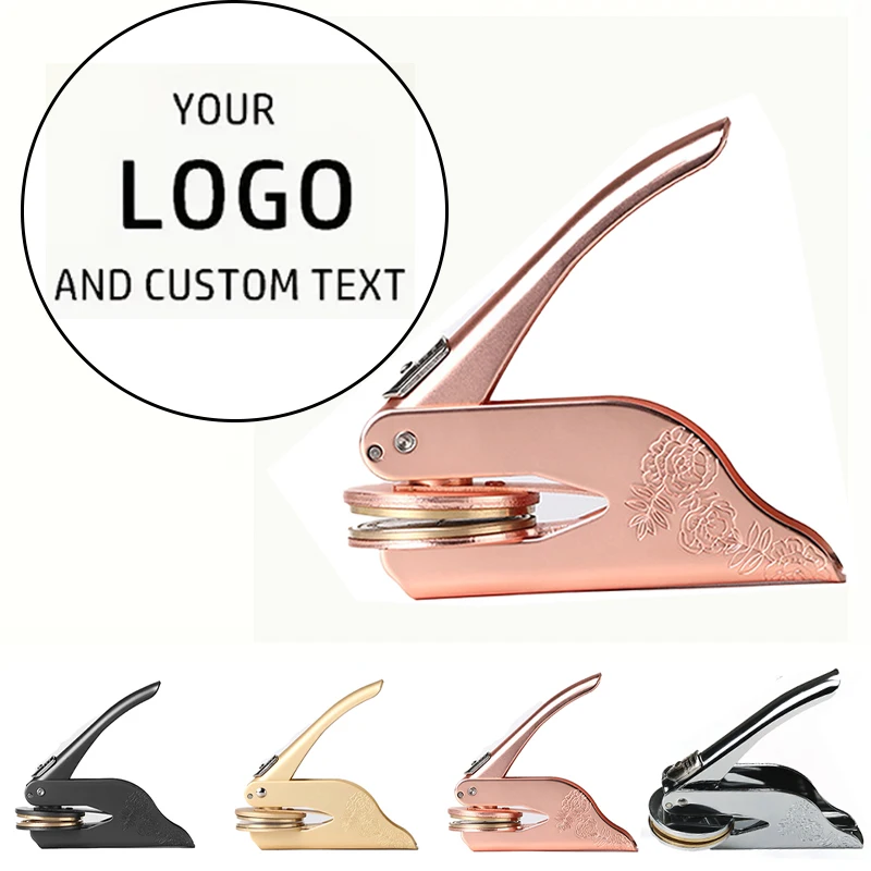 Personalisierter geprägter Stempel, personalisierter individueller Buch-Embosser-Siegel, Hochzeitseinladung, Logo-Anpassung, geprägte Papierstempel
