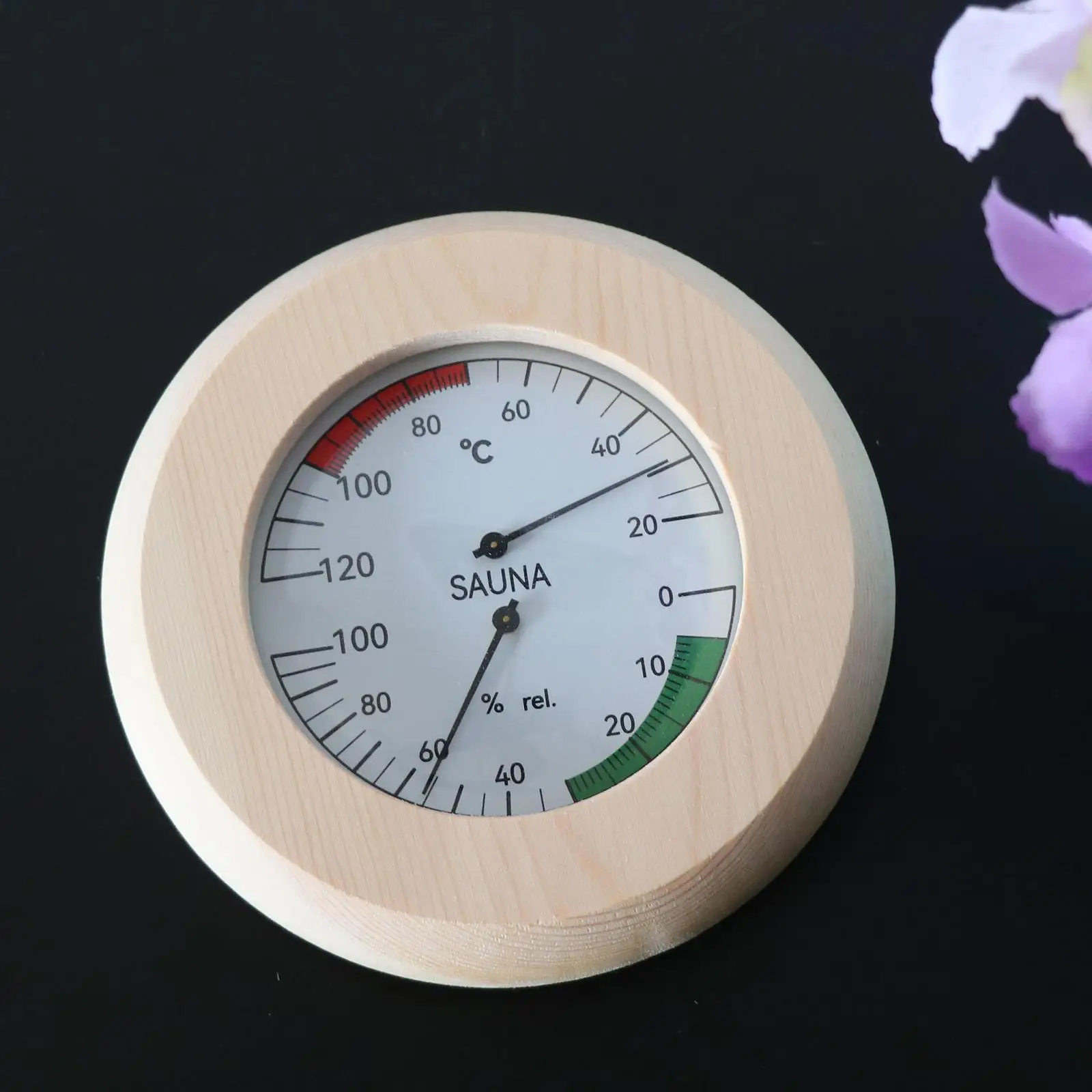 Artist Gather 14.5x3cm Round Digital Sauna Wooden Thermometer Hygrometer for