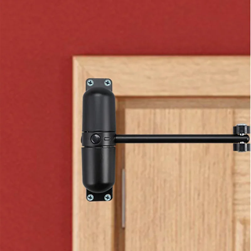 Black door closer 180 Degree Spring Buffer Stopper Pulley Mute Adjustable Force Automatic Door Closing Device Door Accessories