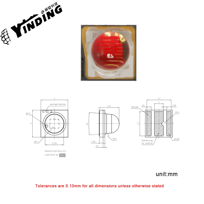 10PCS 3030 GY CS8PM1.23 6W593NM LED high-power LED factory lights, building lighting, plant lighting