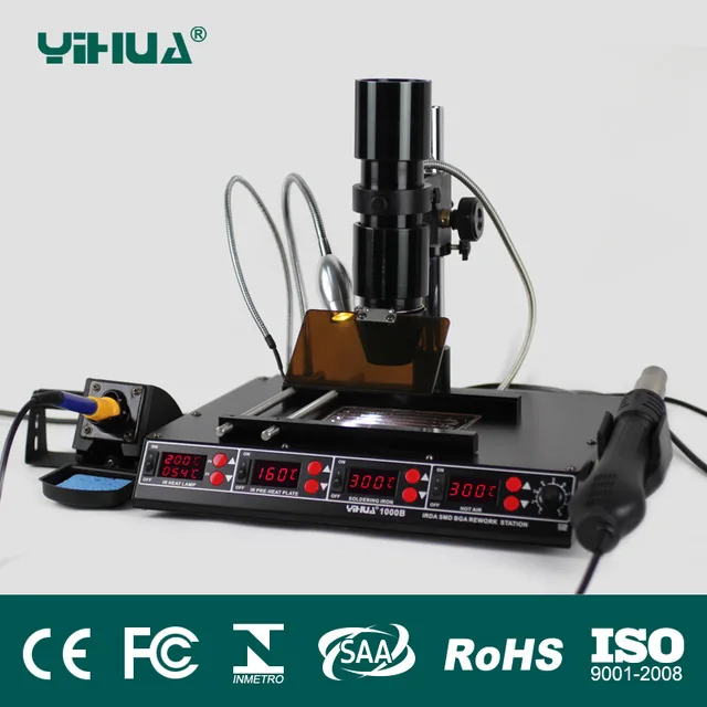 YIHUA 1000B BGA Rework Station, Laptop Motherboard Repairing, BGA Machine, Reballing Kit, Welding, IR Station, SMD Tools