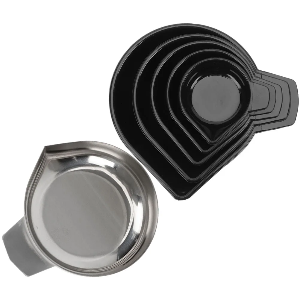 

6pcs Electronic Tray Weighing Dishes Stainless Steel Electronic Scale Tray Reusable for Home Kitchen Jewelry Cake Shops