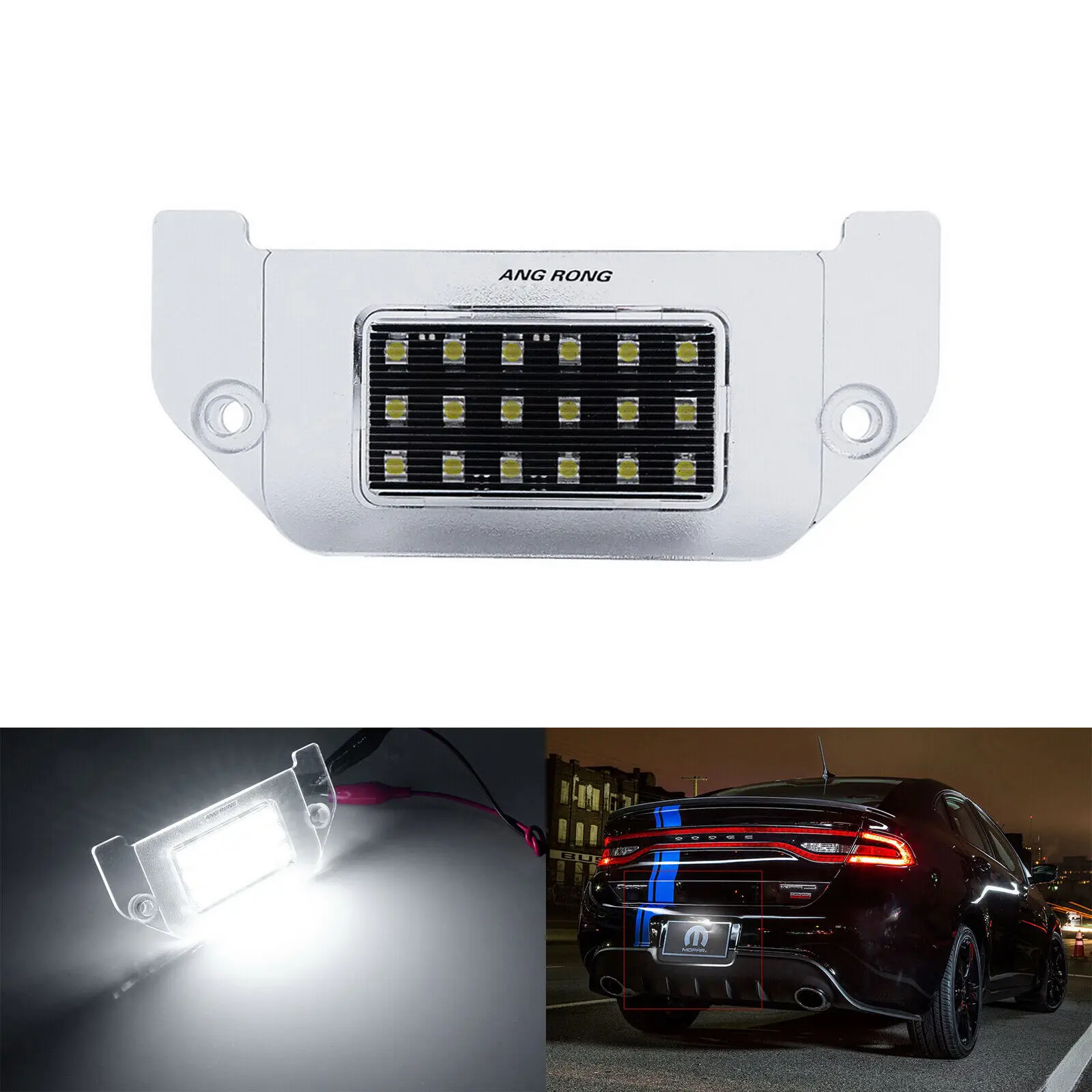 Luz LED blanca para matrícula de Dodge Avenger Challenger Charger 2008-14 Chrysler 200 300