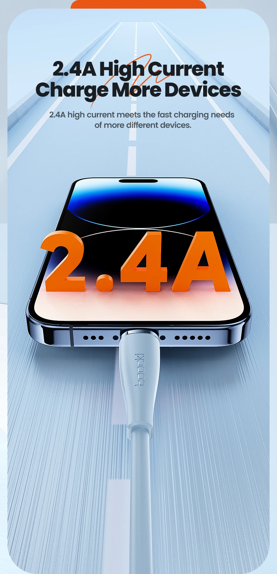 Toocki 2.4A USB Lightning Cable Data Wire for iPhone 14 13 12 Pro Max XR XS 8 7 iPad 9 8 Air 3 AirPods 3 for iPhone Charger Cord