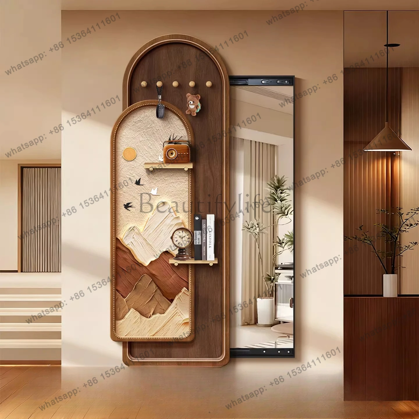 

Medieval style cave board invisible hidden full-body mirror hanging painting hidden sliding entrance decorative painting