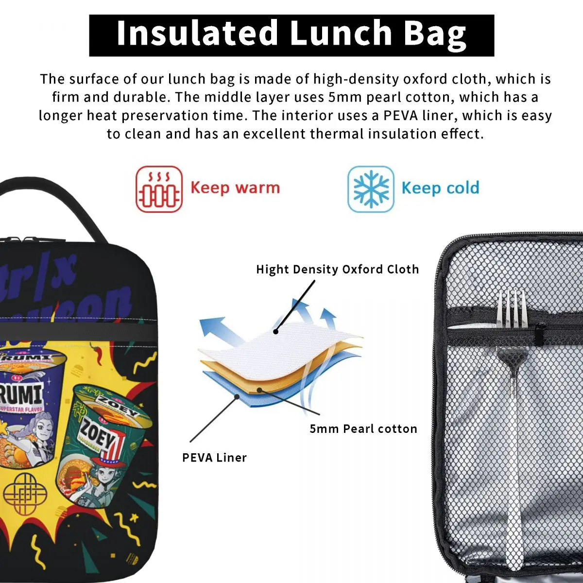 شيطان الصيادين راميون الغداء حقيبة مريحة علب الاغذية الرجال في الهواء الطلق نزهة طباعة حقيبة للحفاظ على البرودة عادية أكسفورد الحرارية حمل حقائب اليد #3