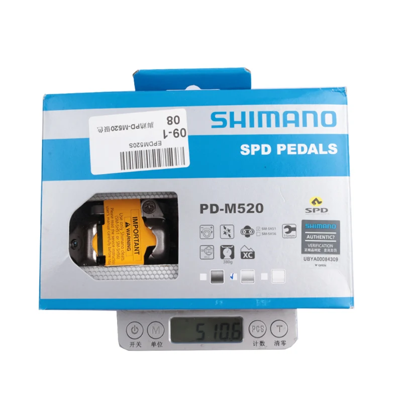 Shimano Deore M6000 M520 Pedal PD-M520 Double-sided Pedal SPD Black Silver Pedal For MTB Mountain Bike Pedal Center 55mm