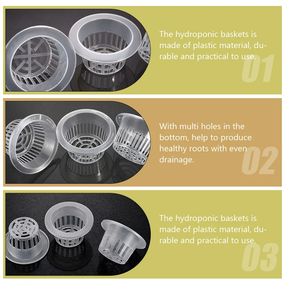 

20 Pcs Hydroponic Baskets Plant Growing Pots Nursery Slotted Cups Plastic Material Multi Holes Bottom Even Drainage Healthy