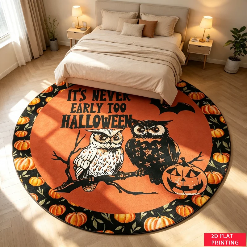 Halloween Boo Ghost Plaid Candy Corn Round Carpet For Spooky Season Decor With Orange Black Border And Festive Carpet Accent
