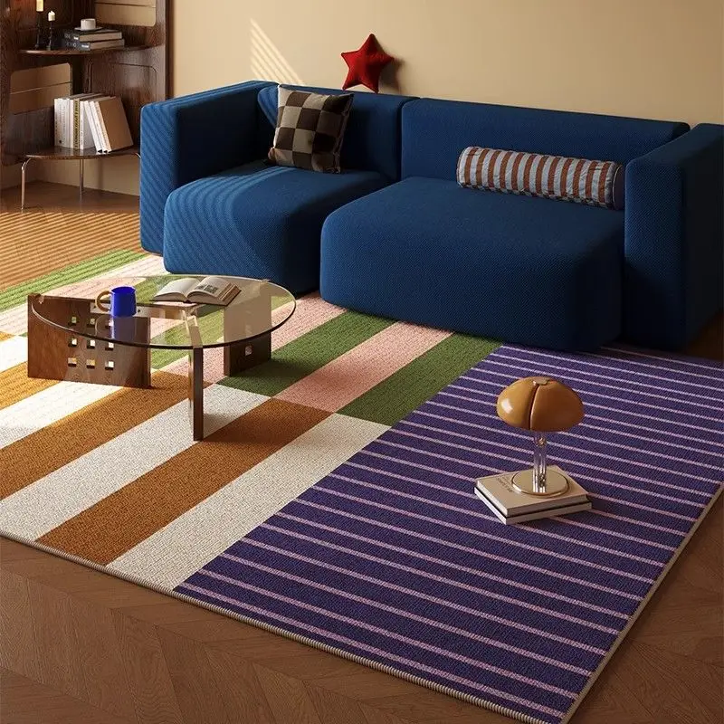 Modern Stripe Decoration Carpets for Living Room Light Luxury Home Sofa Area Non-slip Rugs for Bedroom Washable Lounge Play Mat