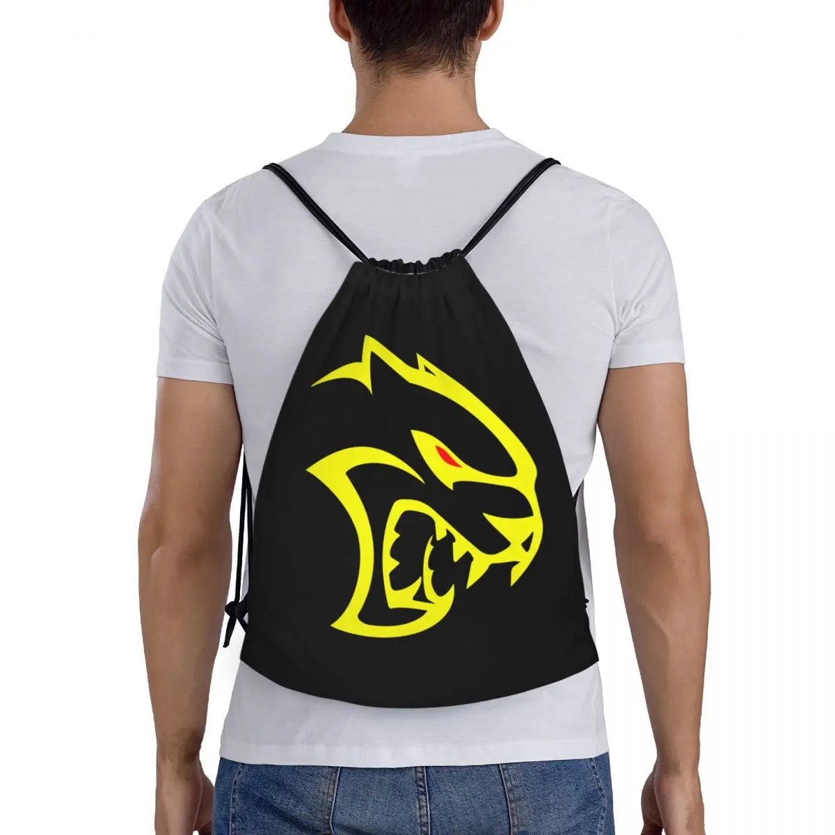 Mochila de cordão Hellcats para homens e mulheres, bolsa esportiva portátil, saco de ginástica, saco de compras super-herói, amarelo