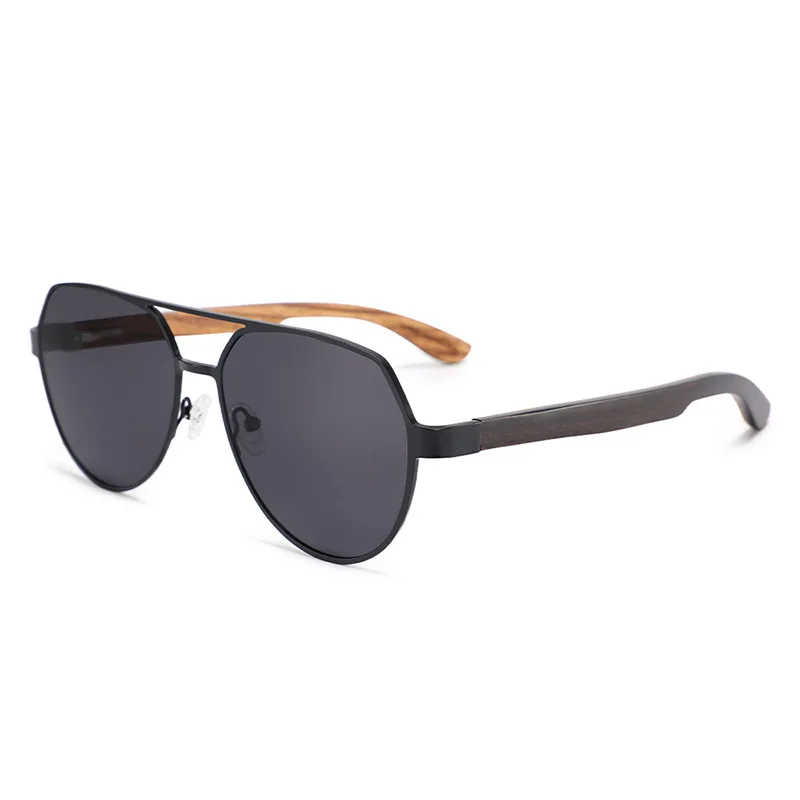 

Солнцезащитные очки унисекс с металлическим двойным дужкой и деревянными дужками, поляризованные, с защитой от УФ400, повседневные, из бамбука и дерева, для женщин