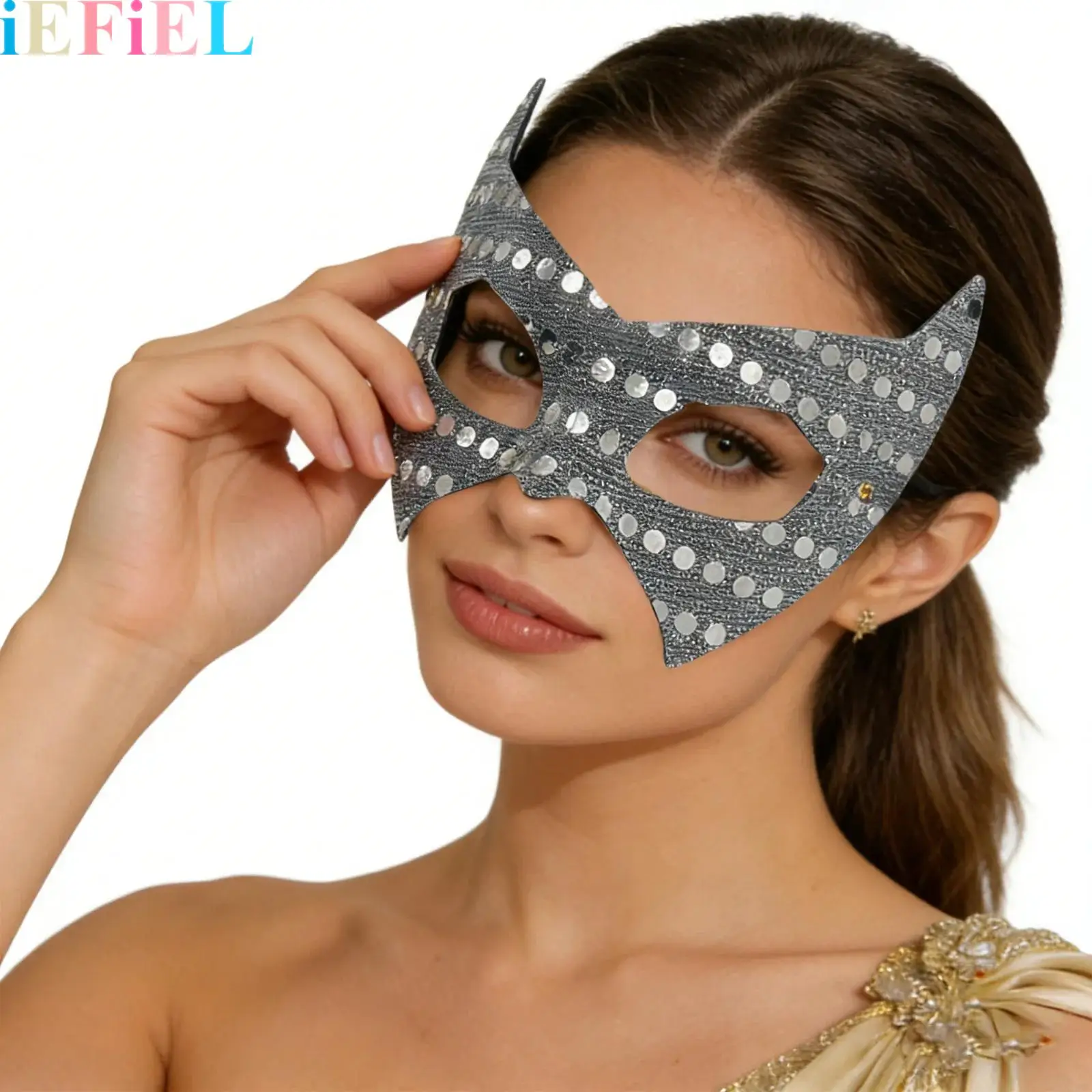 

1Pcs Women Vintage Half Face Mask Masquerade Sequins Mask Classic Lightweight Cosplay Party Costume Accessory