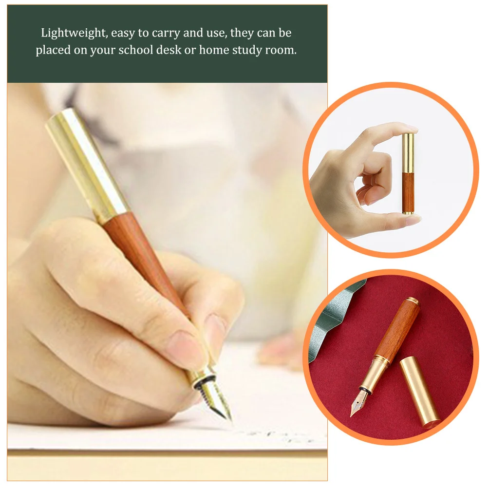 

Retro Calligraphy Fountain Pen Compact Wood Metal Design Anti-Skid Perfect for Homework Exams Business Signing Kids Gift