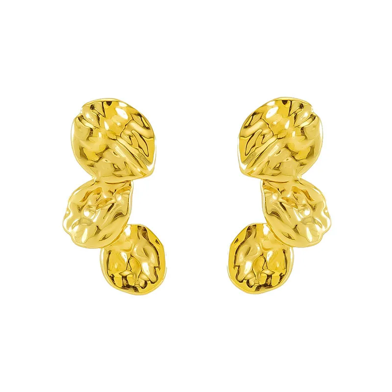 أقراط أذن بتصميم ريترو من الذهب عيار 18 قيراط من الفولاذ المقاوم للصدأ مجوهرات بسيطة وعصرية للسيدات