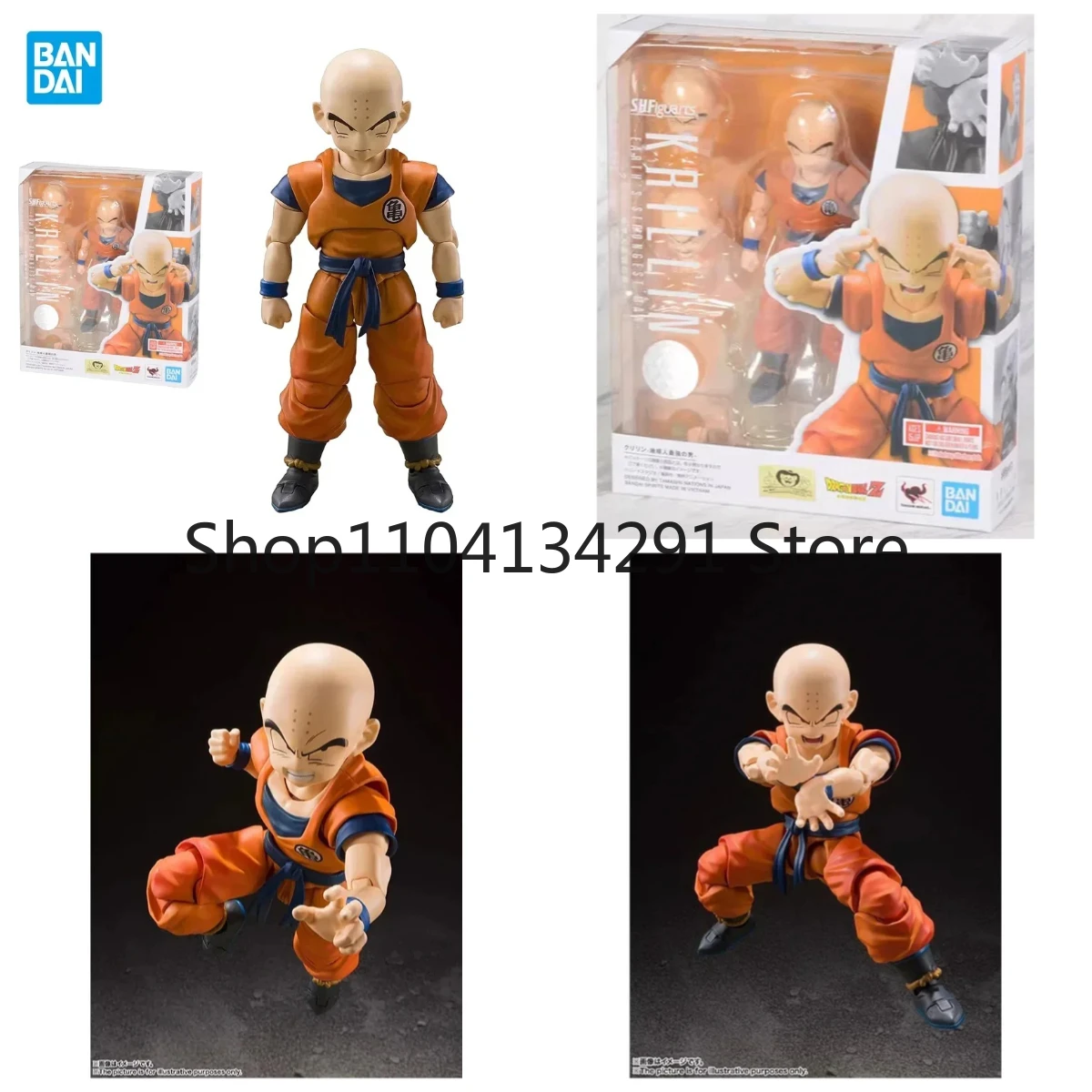 

Authentic Original Bandai SHF Dragon Ball Z KRILLIN Kobayashi Krilin Strongest Earthling Japanese Version Birthday Gift Toy