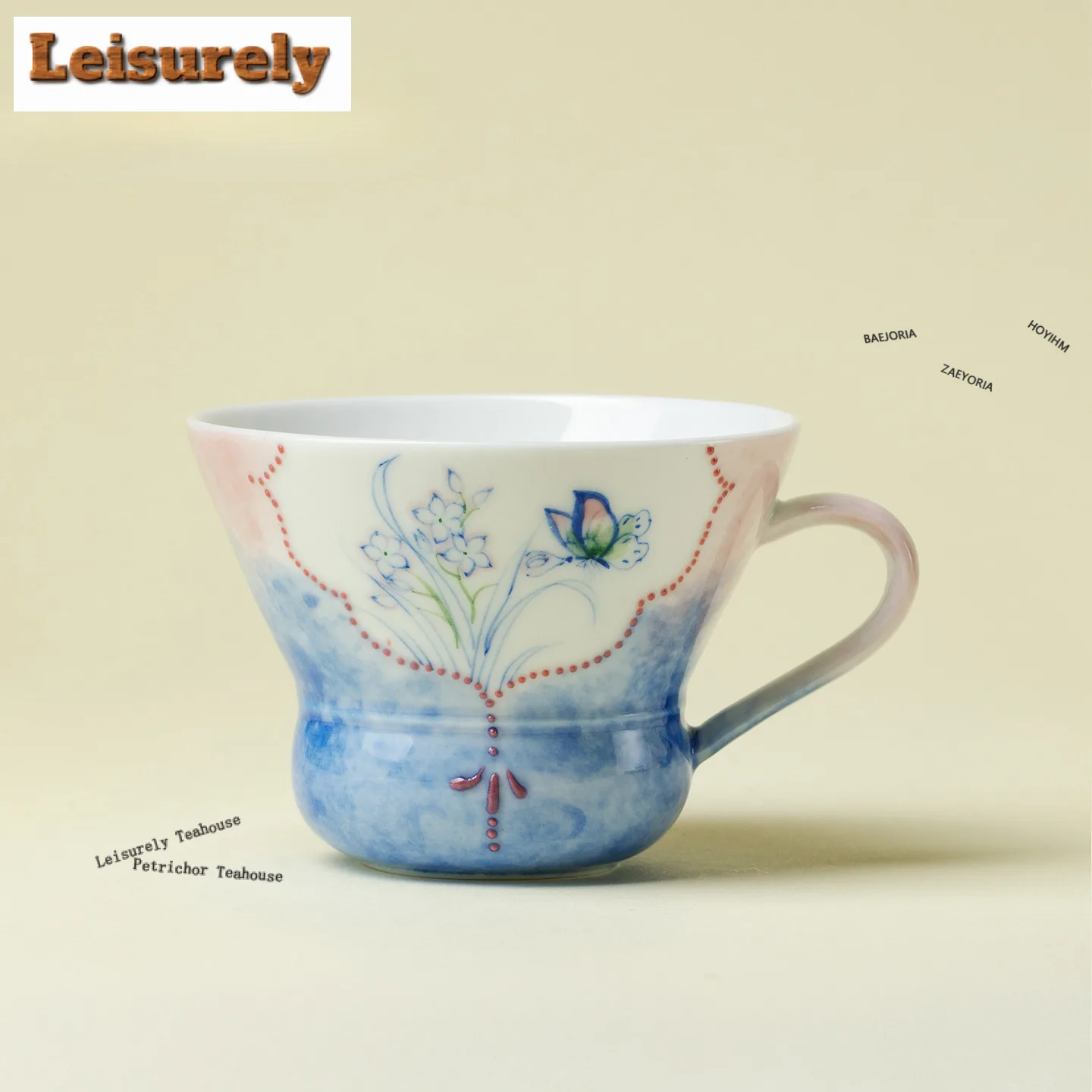 

70ml Hand Drawn Pastel Butterfly Teacup Elegant Tea Bowl Single Cups Tea-tasting Personal Cup Chazhan Master Cups Household Cha