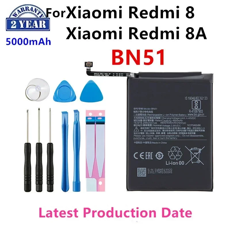 

Brand New BN51 5000mAh Battery For Xiaomi Redmi 8 Redmi 8A Redmi8 High Quality Phone Replacement Batteries +Tools