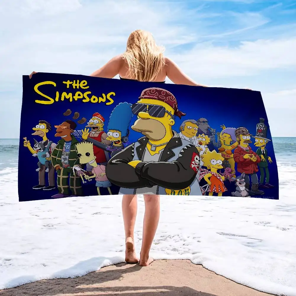 بطانية S-Simpson من الألياف الدقيقة سريعة الجفاف مناشف الشاطئ بطباعة كبيرة الحجم وبطانية منشفة حمام السباحة فائقة الامتصاص #4