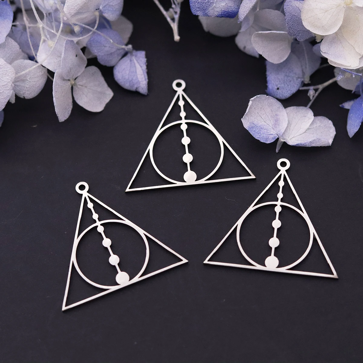 3pcs Stainless Steel Charms Hallows Deathly Pendants For DIY Jewelry Making Bracelet Necklace Handmade Craft
