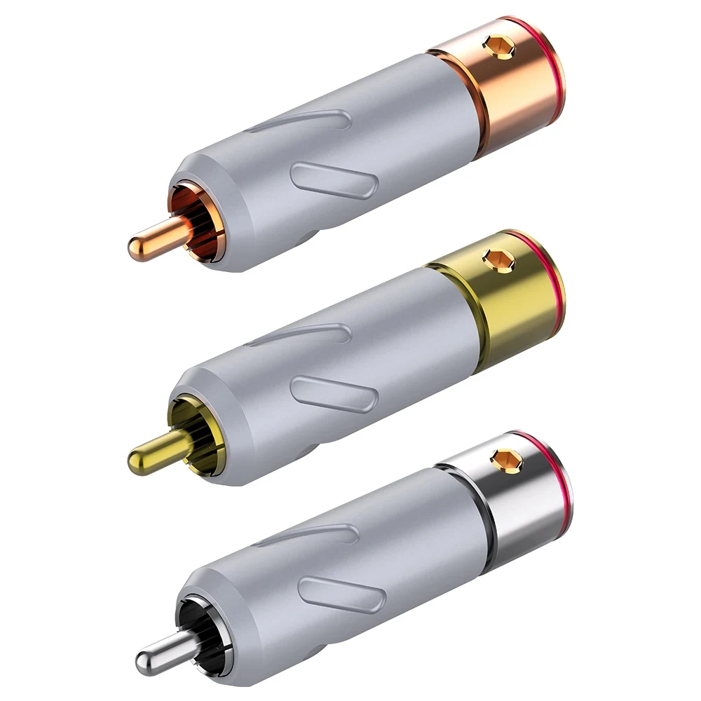 Monosaudio 4N Pure Copper/24kGold/Rhodium Plated Male RCA Plug Connector Hifi Audio Video Signal Cable RCA Jack