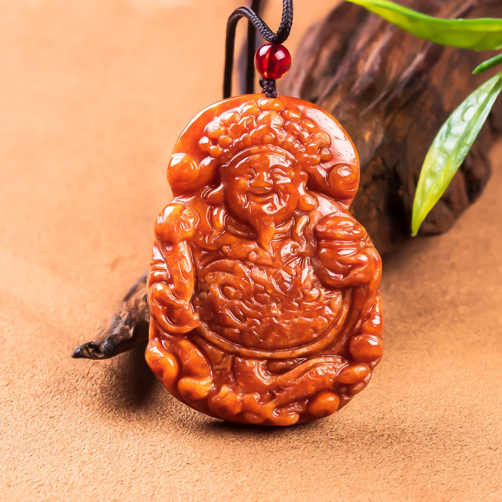 Natural Burmese Jadeite God of Wealth Pendant Necklace Accessories Charm Real Jade Luxury Gemstone Gifts for Women