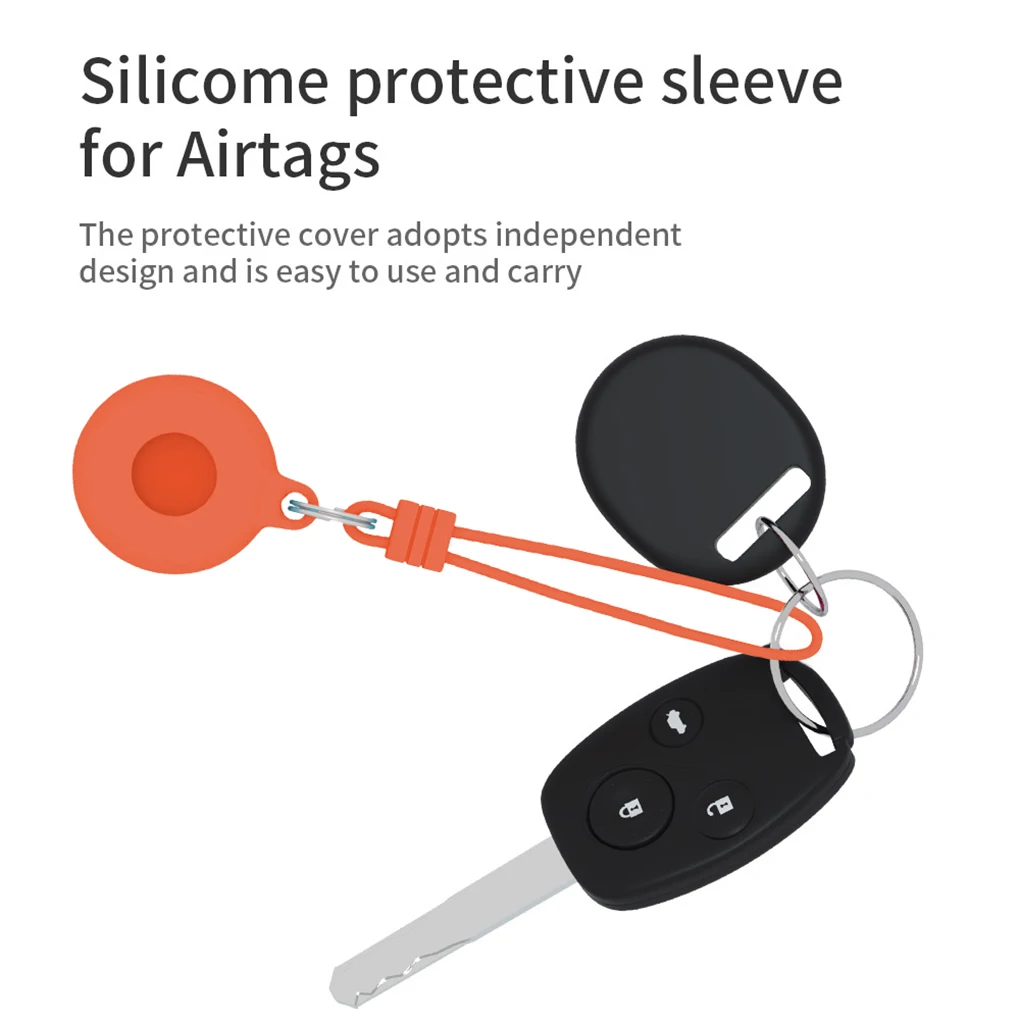 Tracker Case Silicone Cover Protector Anti-lost Portable Keychain Replacement for iOS AirTag  Orange