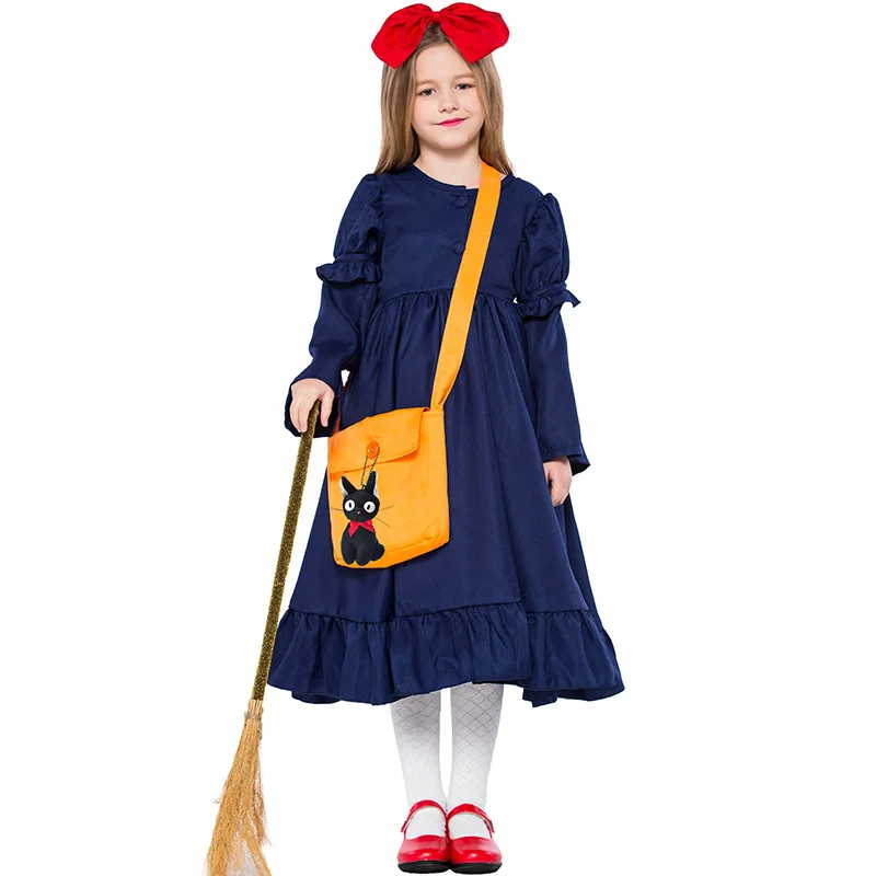 Costume da servizio di consegna di Kiki per bambini giappone Anime maga Lolita Halloween Purim Girls Kiki Dress Cosplay Party Fancy Dress