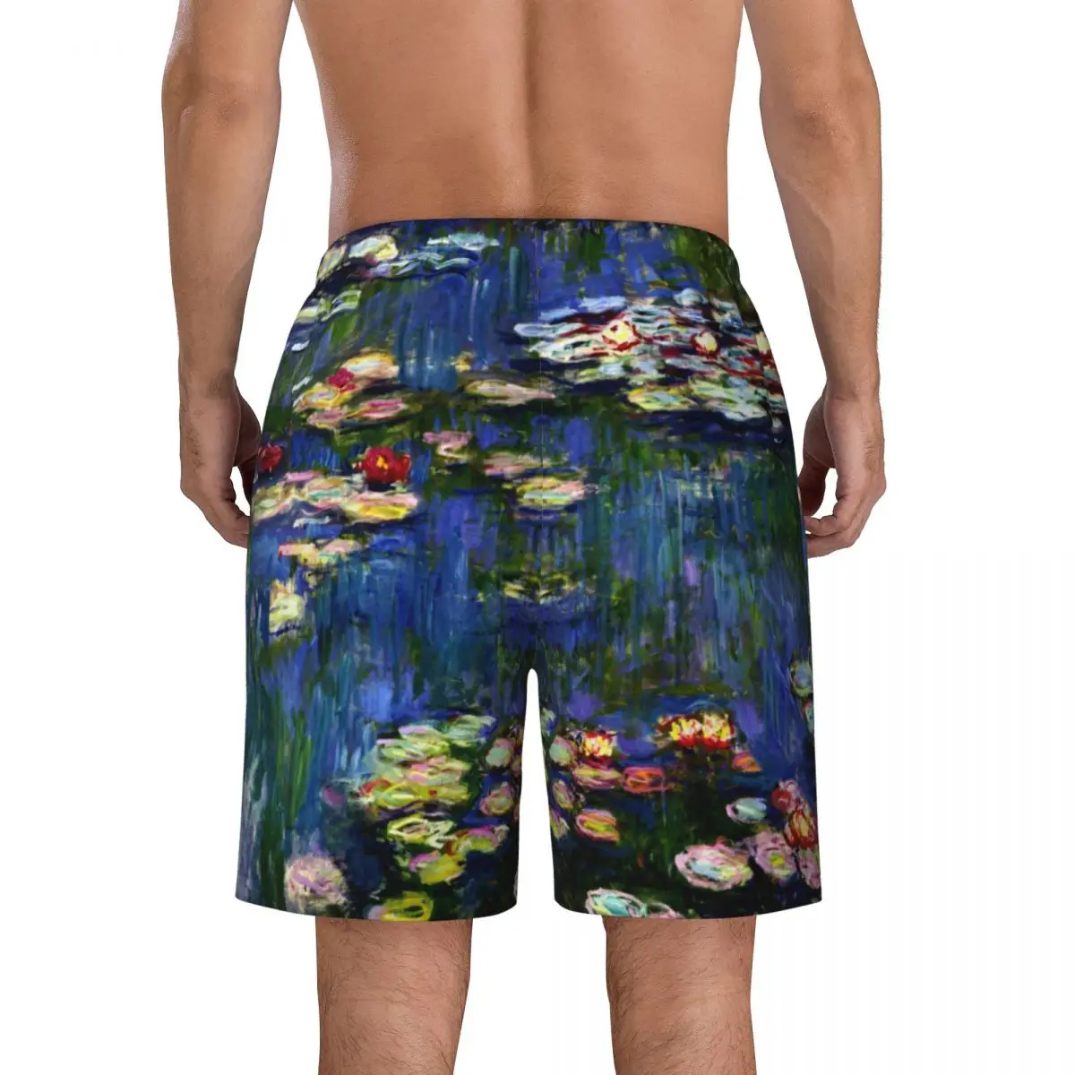 Water lirios de Claude Monet pantalones cortos de playa para hombre, ropa de baño de secado rápido, pintura moderna