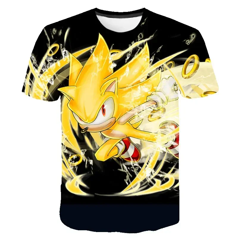 Infantil Super Sonic Cartoon Game T-Shirt, Roupas infantis, Meninos e meninas, Roupas de verão, Novo, 2023