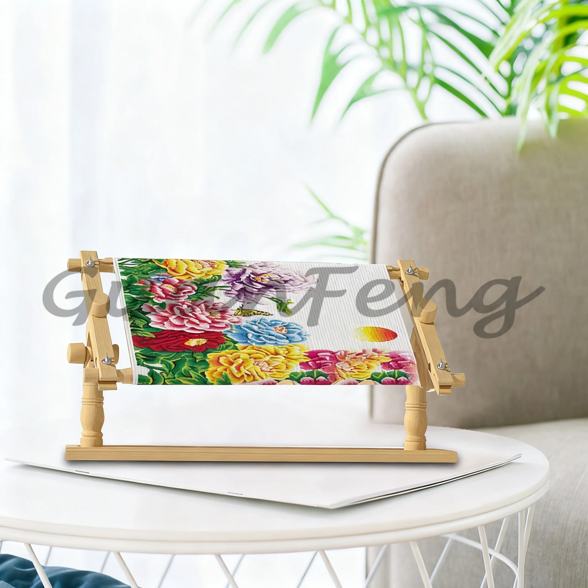 Adjustable Beech Embroidery Stand Cross Stitch Frame Tabletop Sewing Tool For Hand Embroidery Needlework Art Craft Use
