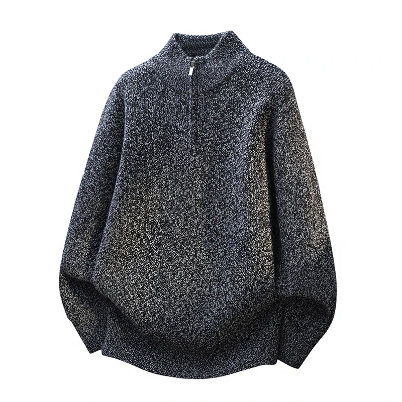 

Casual Knitted Sweater for Men f High Collar Zipper Design Base Layer irt Sli Autumn Winter Polyester Fiber Long Sve