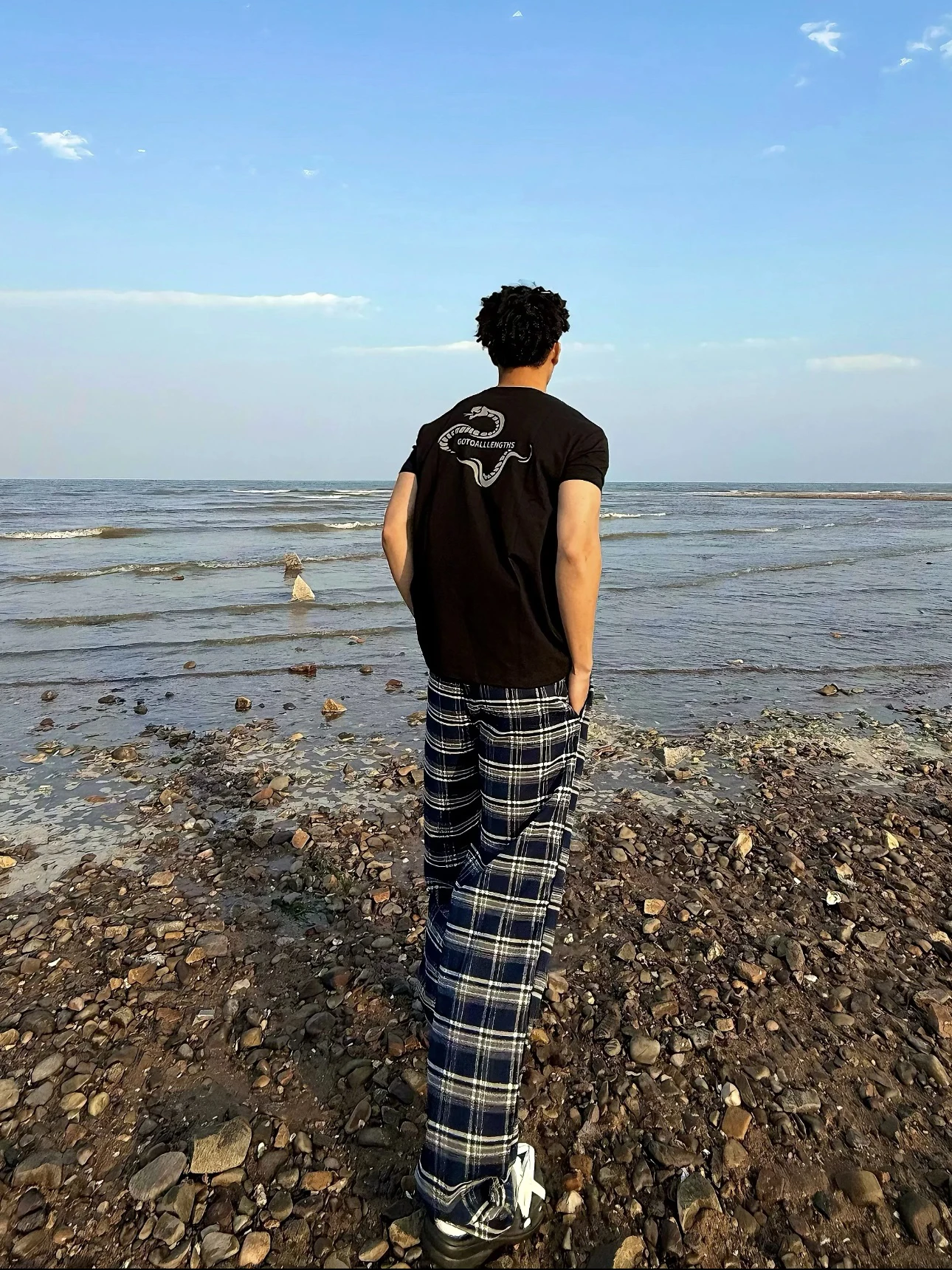 Pantaloni a gamba larga scozzesi blu ricamati americani retrò Pantaloni lunghi dritti pigri larghi casual da uomo Quattro stagioni Abbinamento quotidiano