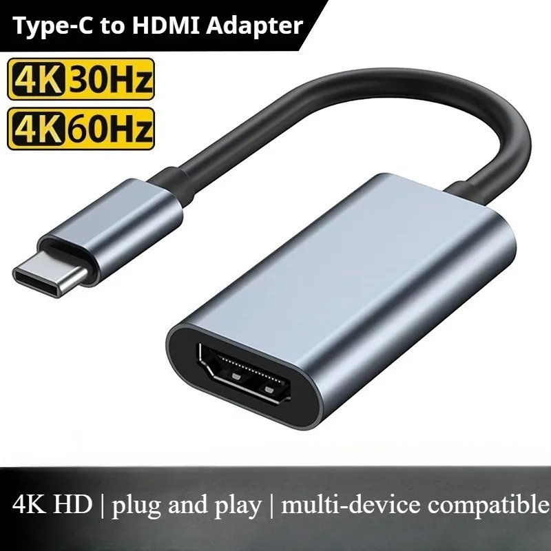 USB-C to HDTV Converter 4K@60Hz High Speed, Thunderbolt 3/4 USB Type C to HDTV Adapter, Compatible with Laptops, Tablets, Phones