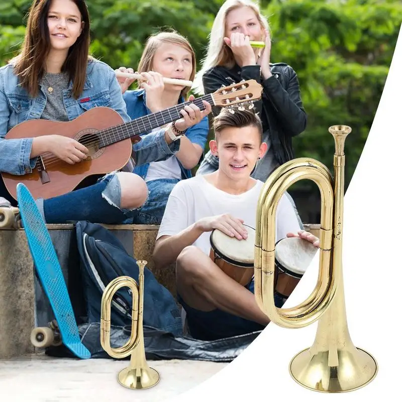 Trumpet Bugle Horn Brass Instrument Toy Trumpet Gold Band & Orchestra Musical Instruments For School Band Festival Atmosphere