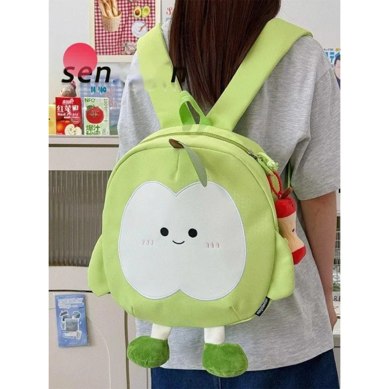 Plecak Czerwone Jabłko Y2K Skóra Kawaii Kreskówka Nylon 10 Calów Powrót do Szkoły Uczeń Wszechstronne Mini Plecaki Plecaki na Zamek Nowe