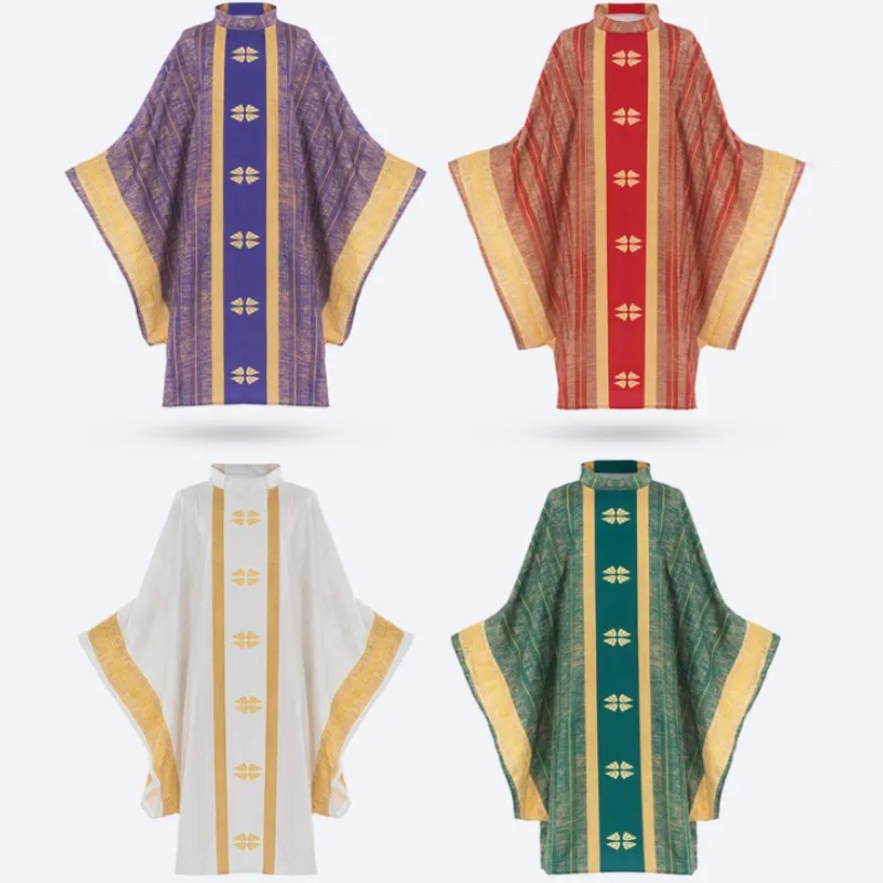 Halloween Catholic Priest Clergy Chasuble Church Mass Vestment Robe Chasuble Priest Vintage Baggy Robe Gown Cape for Men Women