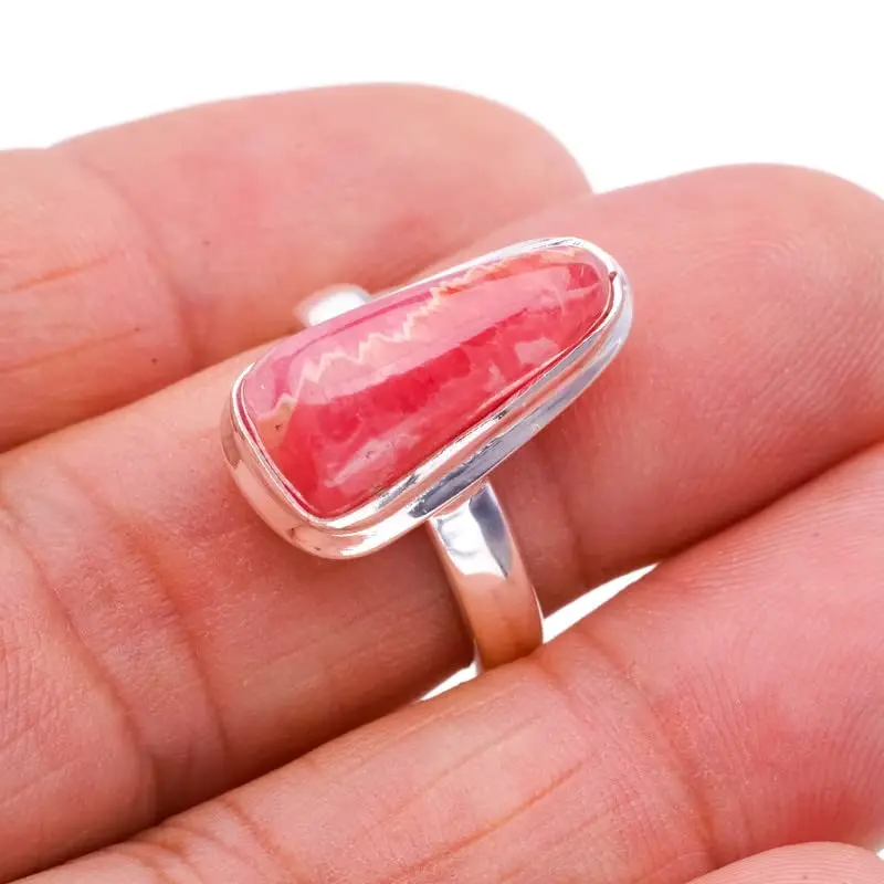 

StarGems® Natural Rhodonite Handmade 925 Sterling Silver Ring 7 F0398