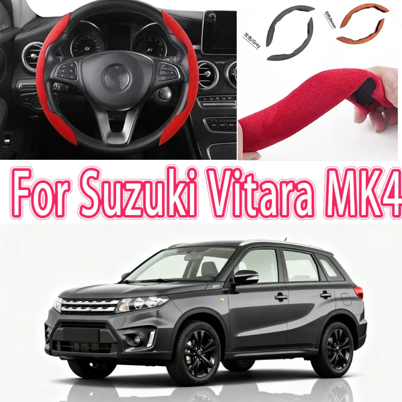 

For Suzuki Vitara MK4 Car Steering Wheel Cover 38CM Anti-Slip Suede Steering Wheel Cover Auto Decoration Accessory