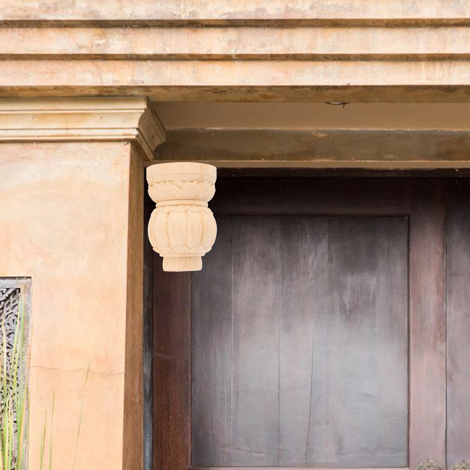 

1pc Carved Hua Tou Solid Wood Traditional Chinese Architectural Ornament Door Head Decoration Diy Wood