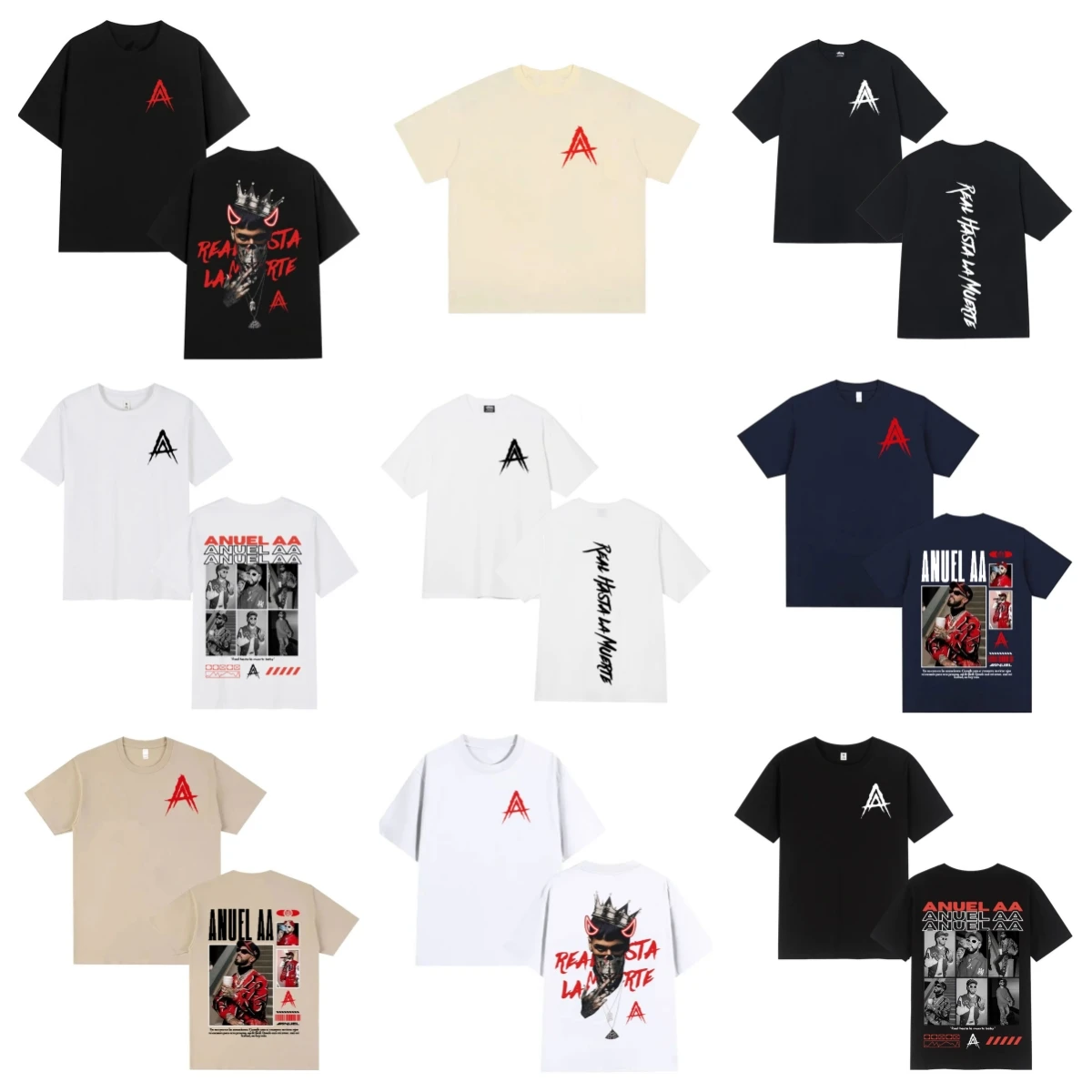 Rapper Anuel AA Hip Hop Retro T-Shirt 100% Cotton Oversized Tops Streetwear Mens Women High Quality Cotton Sports Short Sleeve