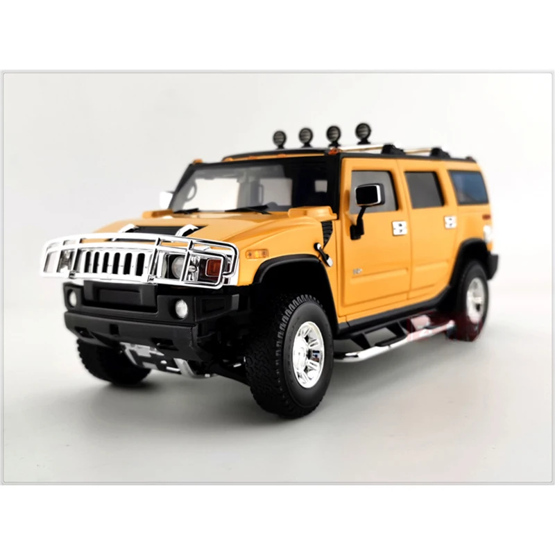 H2 61 SUV Simulation Alloy Car Model, Tabletop Decoration, Adult, Gift, Collection Display, Micro Model, Black,yellow,black,1:18