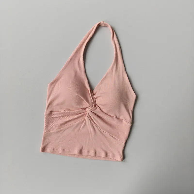 Halter-Neck-Camisole Damen-Oberbekleidung Damen Frühling Schöner Rücken Sport-Fitness-Kleidung mit Brustpolstern Schlankmachende Yoga-Tops – Detail 3