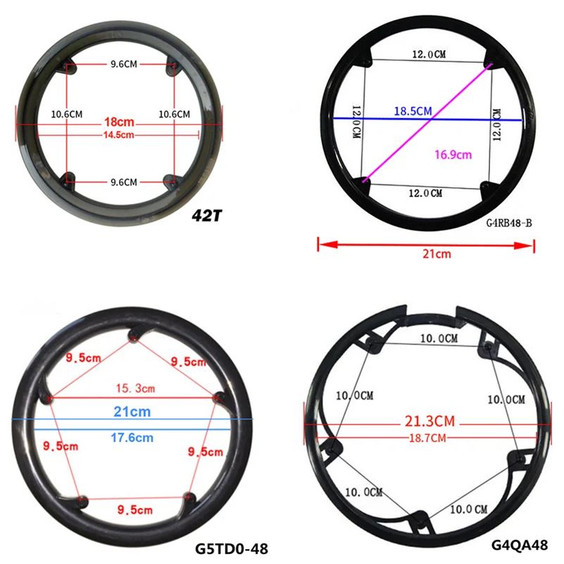 Bicycle Crankset Protective Cover Bike Crank Chain Wheel Ring Guard Protector Sprocket Ring 32T 42T 44T 46T 48T 52T4/5 Holes